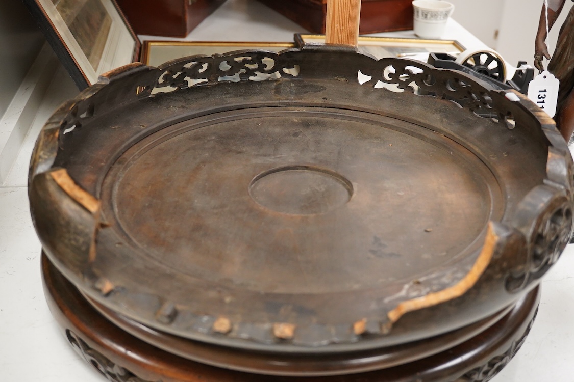 A pair of large Chinese hardwood vase stands, 51cm in diameter